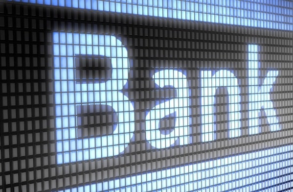 Blue screen displaying 'bank'
