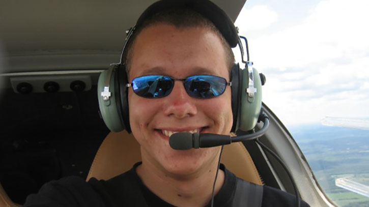 Dan, flying his cessna plane.