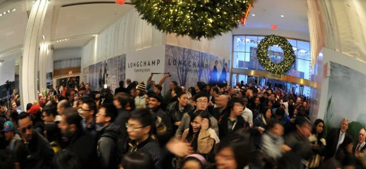 Bustling Mall with Diverse Crowd Enjoying Shopping