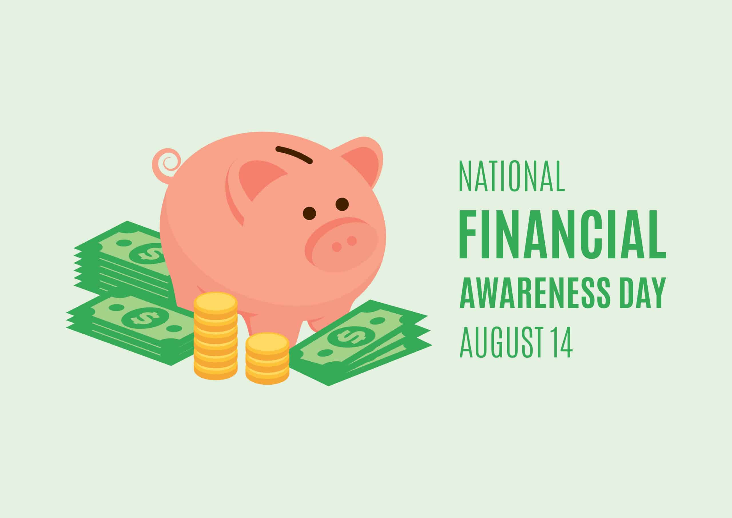 National Financial Awareness Day Logo: Promoting Financial Literacy and Money Management with Piggy Bank and Dollar Sign