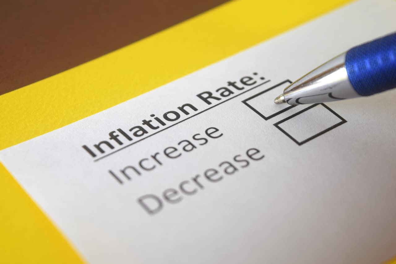 Graph showing inflation rate increasing over time