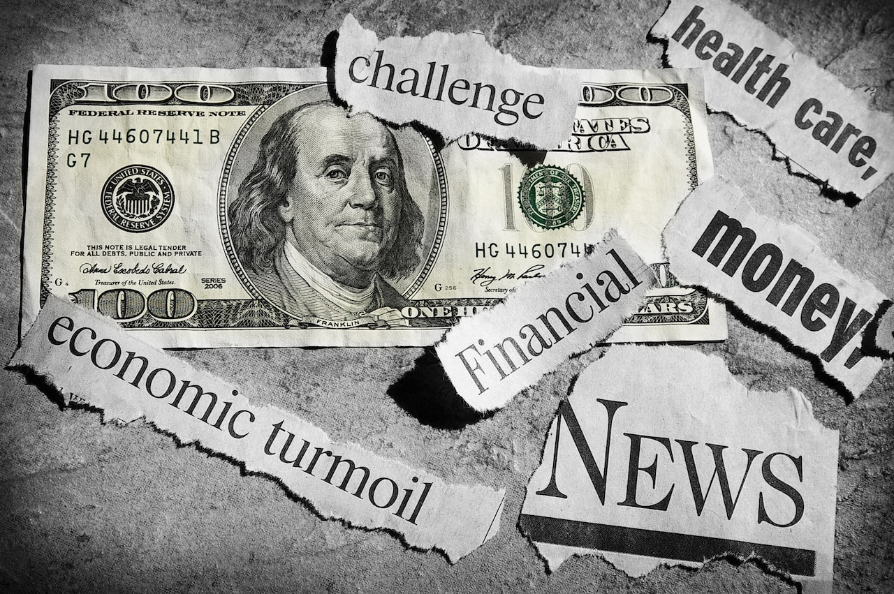 Headline News on Dollar Bill: A Conceptual Image of Financial Updates
