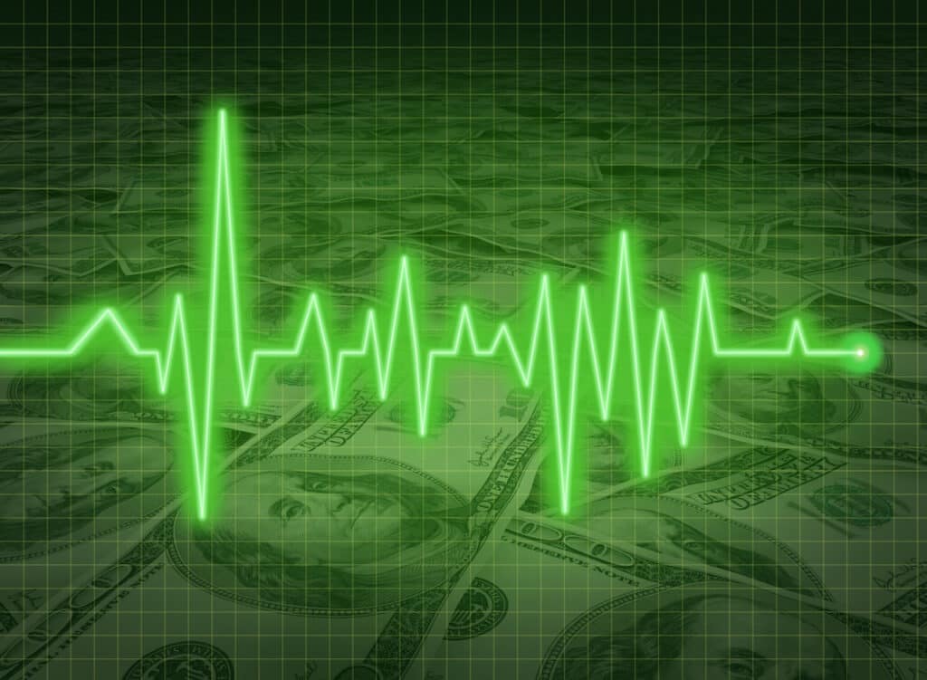 Financial Vital Signs: A Green Heartbeat Line Symbolizing Financial Health and Vitality