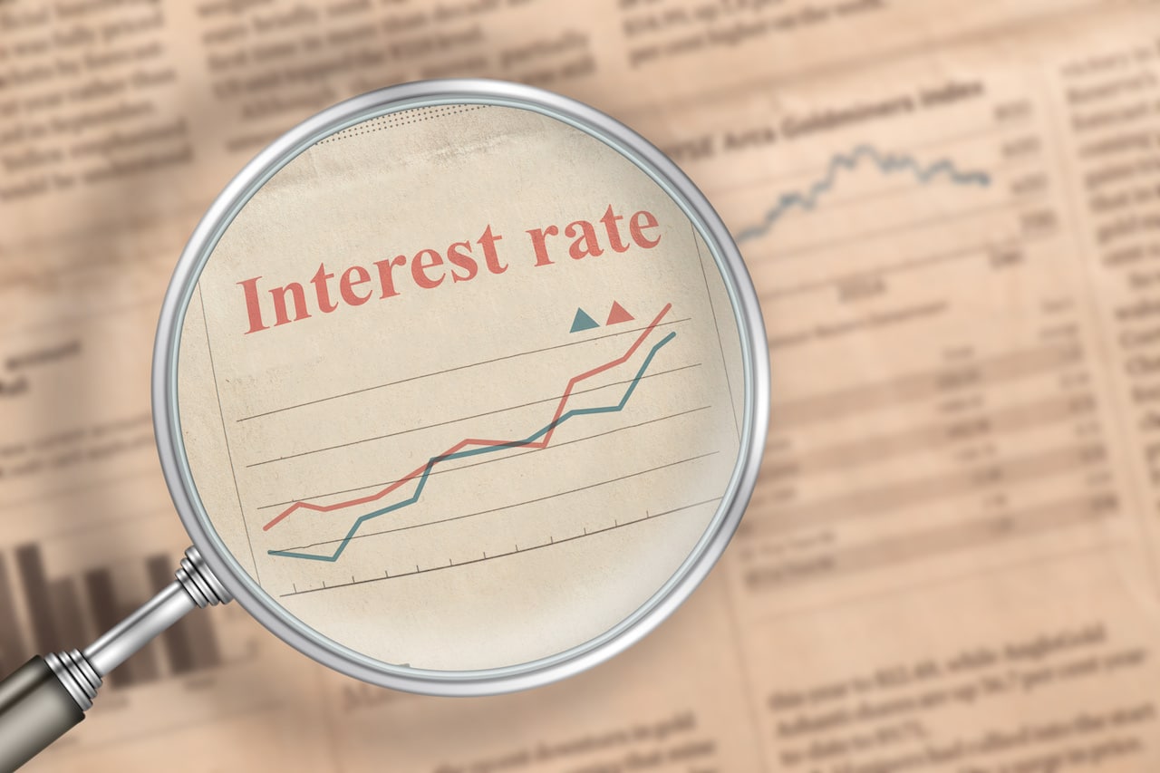 Newspaper Background: Interest Rate Chart - Keeping Up with Rate Rises